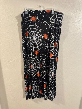 Bon Apple Tea Halloween Spider web Black & White Wide Leg Plus Size Pants